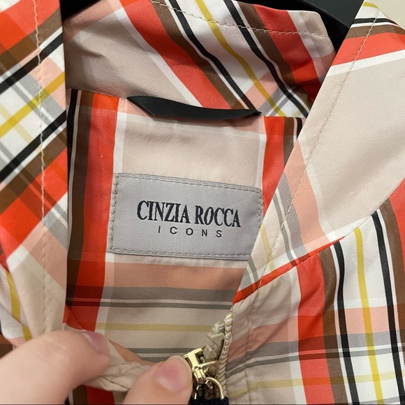 Cinzia Rocca | NWT Orange Plaid Rain Jacket Coat Size 14 - Picture 7 of 10